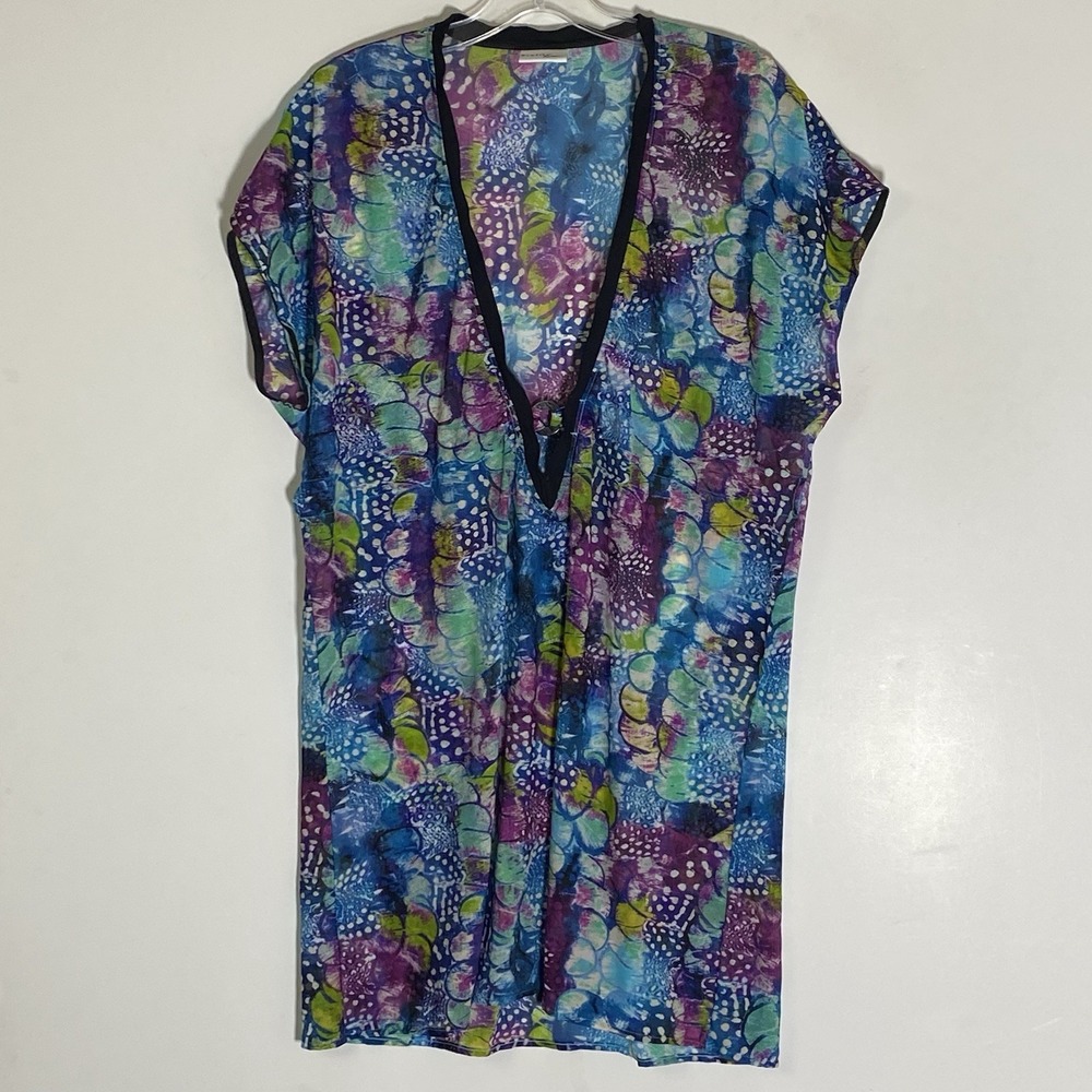 Profile By Gottex Top Swim Coverup Womens 22W Multicolor Coral Lace Flowy Beach